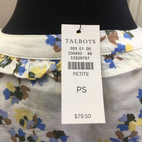 Talbots - White with floral pattern blouse - Picture 4 of 5